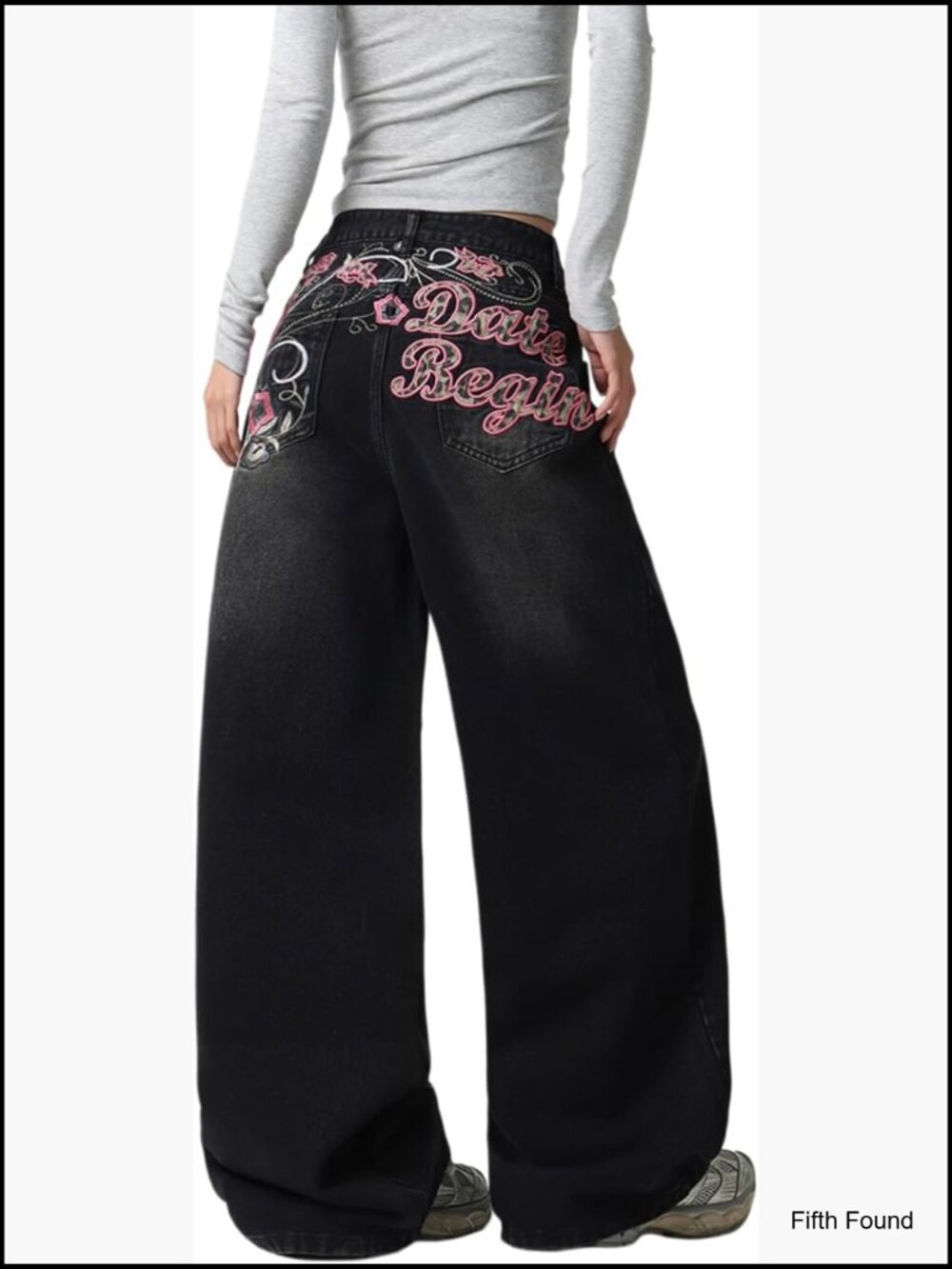 Baggy Women's Wide Leg Jeans High Waisted Y2K Graphic Denim Pants